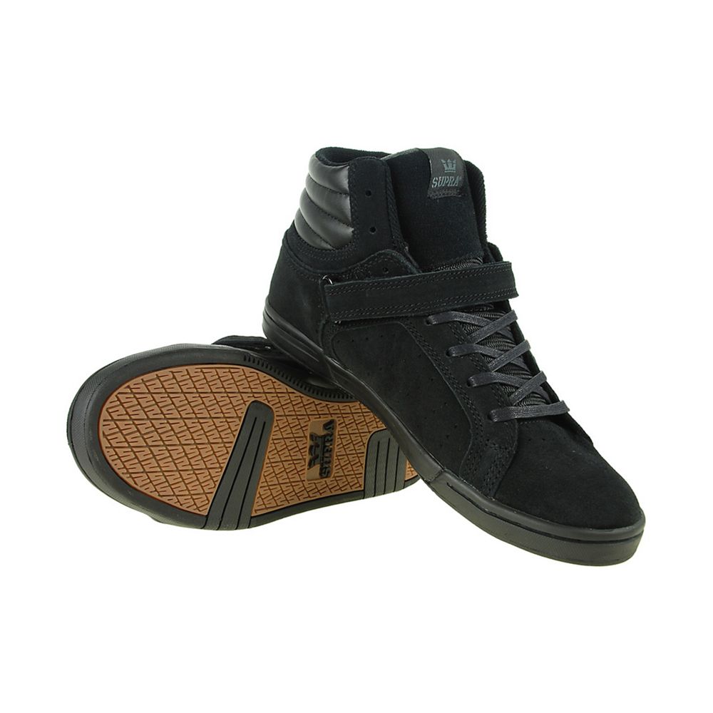 Baskets Montantes Supra Suprano High Noir Black Suede Homme | WQZ-02215686